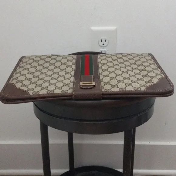 Authentic Vintage Gucci GG Monogram Supreme Sherry Web Ophidia Portfolio Laptop - Picture 5 of 11